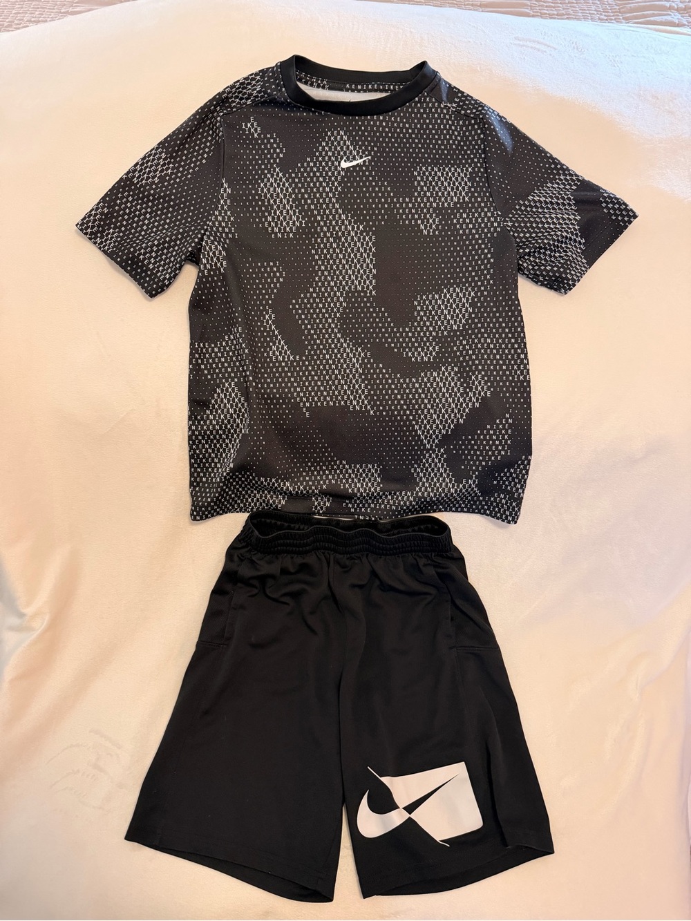Nike Kids' Black Short Sleeve Tee with matching shorts Black